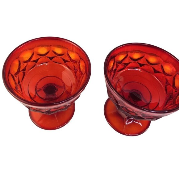 Vintage Noritake Ruby Red Cadmium Sherbet Dessert Coupe Glass Set Of 4 - Picture 8 of 9